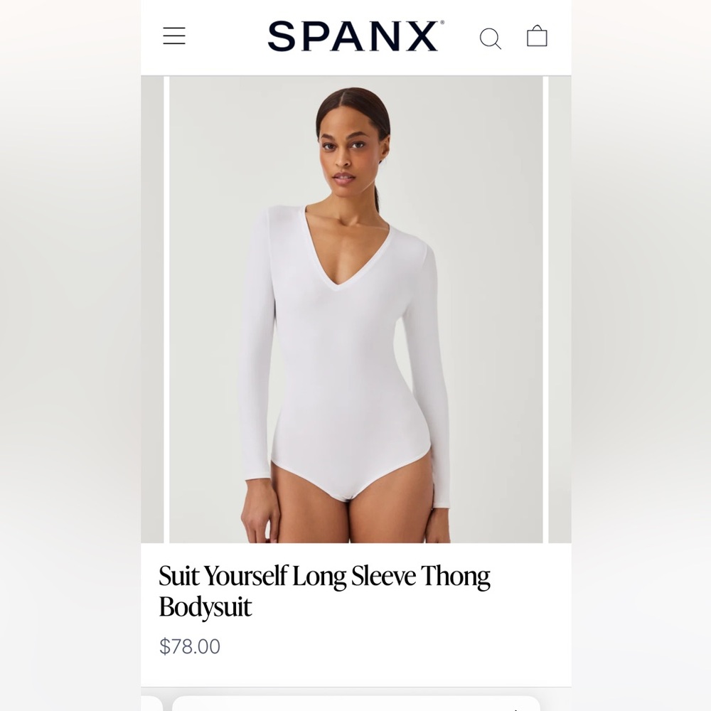 SPANX long sleeve white bodysuit small
